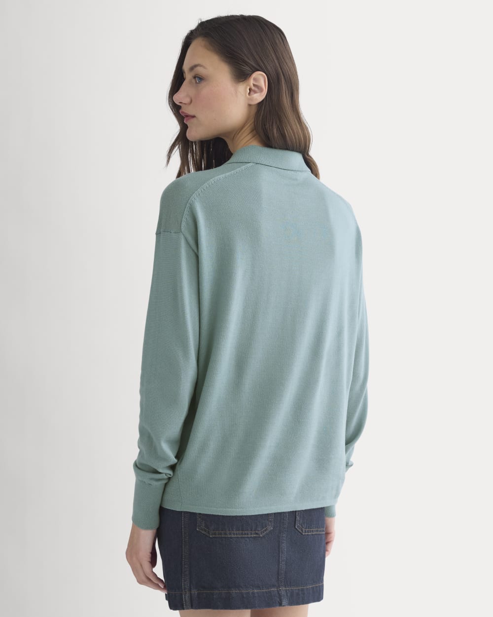 Oversized Polo In Ultrafine Merino | Gray Mist - Image 5