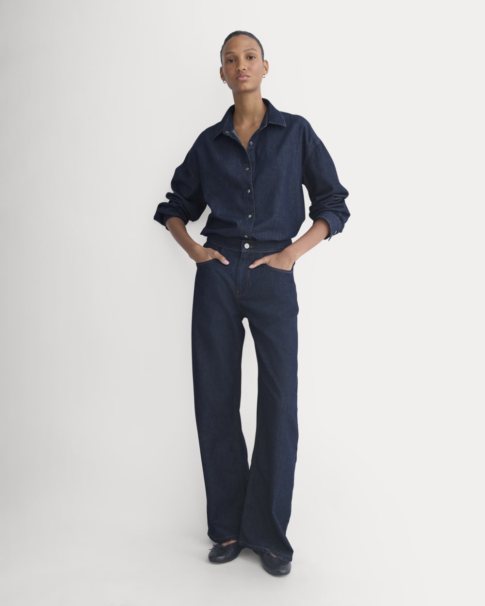 Everlane X Elena Bonvicini Crescent Barrel Jean | Deep Bay Indigo