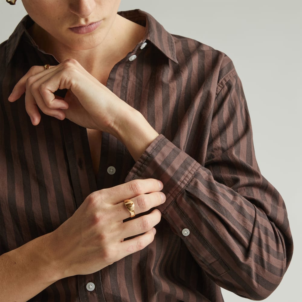 The Must-Have Shirt In Silky Cotton | Chocolate Brown / Black - Image 5