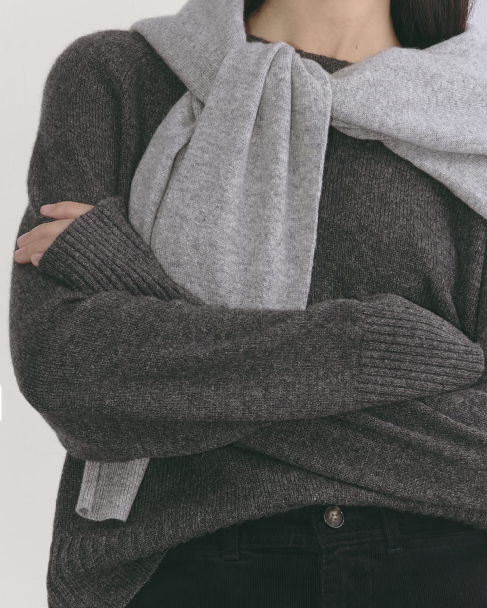 The Boxy Crew In Cashmere | Heather Charcoal - Image 5