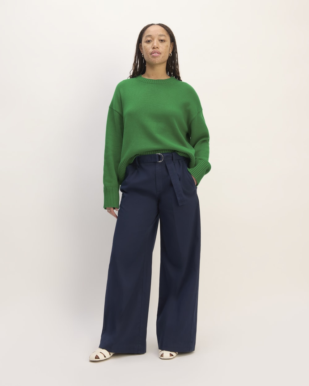 The Boxy Sweater In Everyday Cotton | Grass Green - Image 3