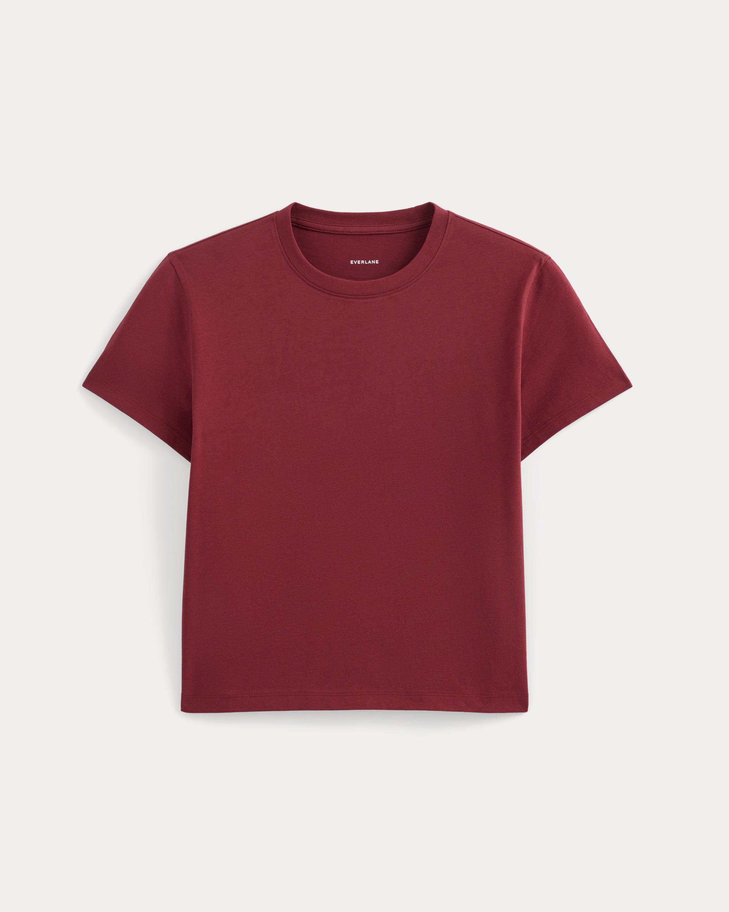Alternative view of The Box-Cut Tee In Essential Cotton | Cabernet | No Pocket