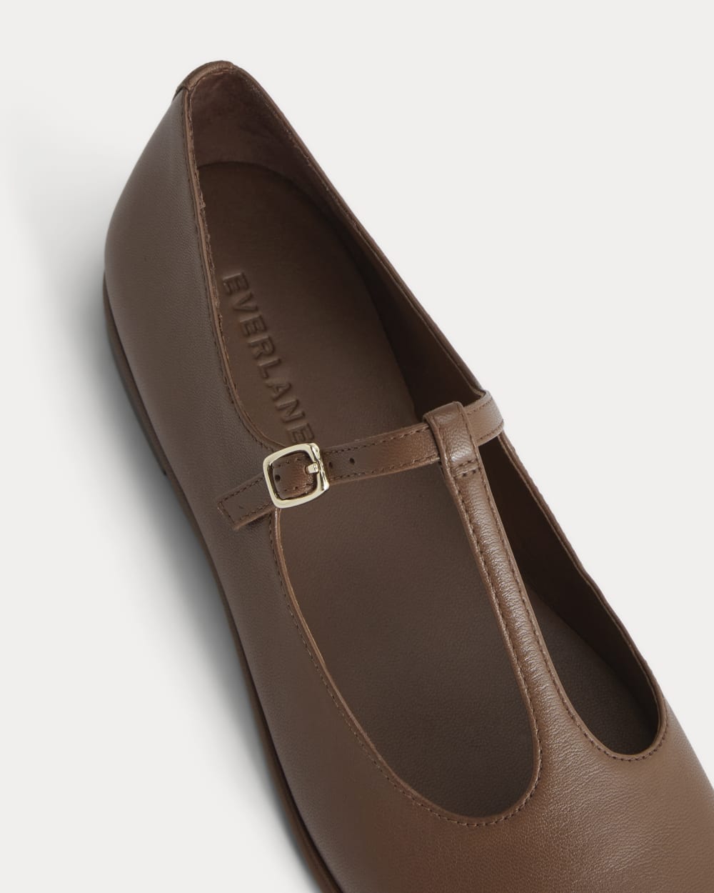 The Leather T-Strap Flat | Rum - Image 6