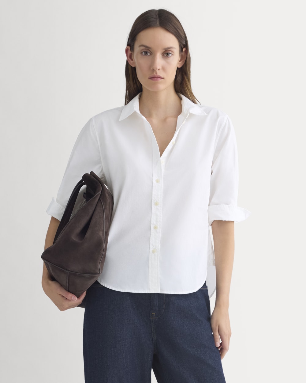 Cuff Detail Shirt In Lightweight Cotton | White