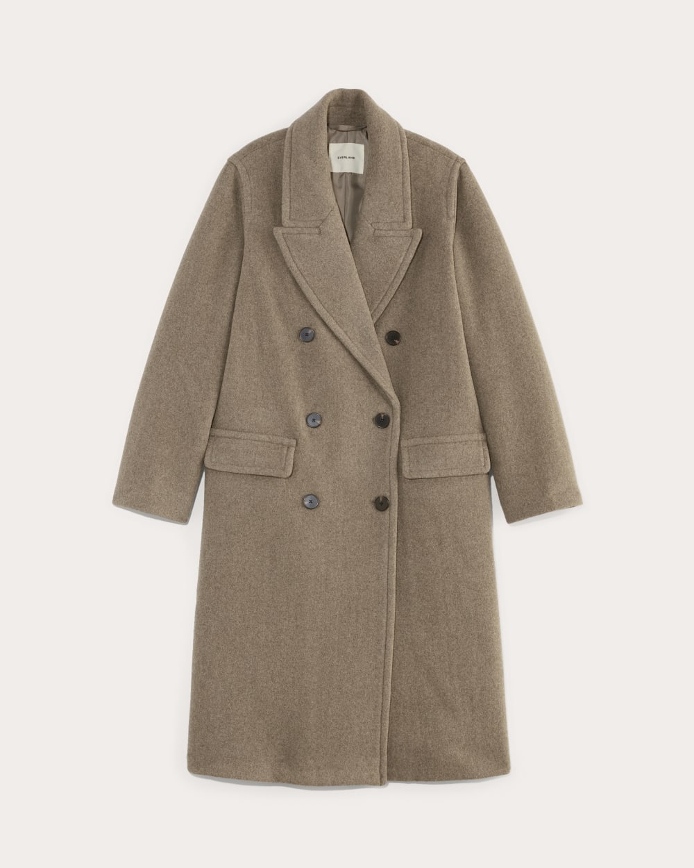 Alternative view of The Double-Breasted Coat In Wool | Heather Taupe