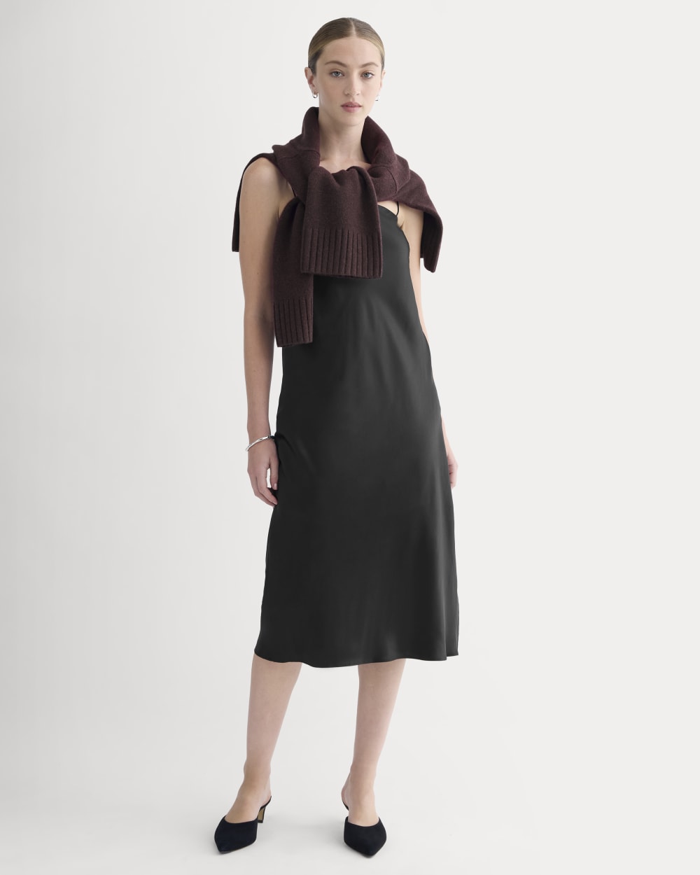 Slip Dress In Silk Charmeuse | Black