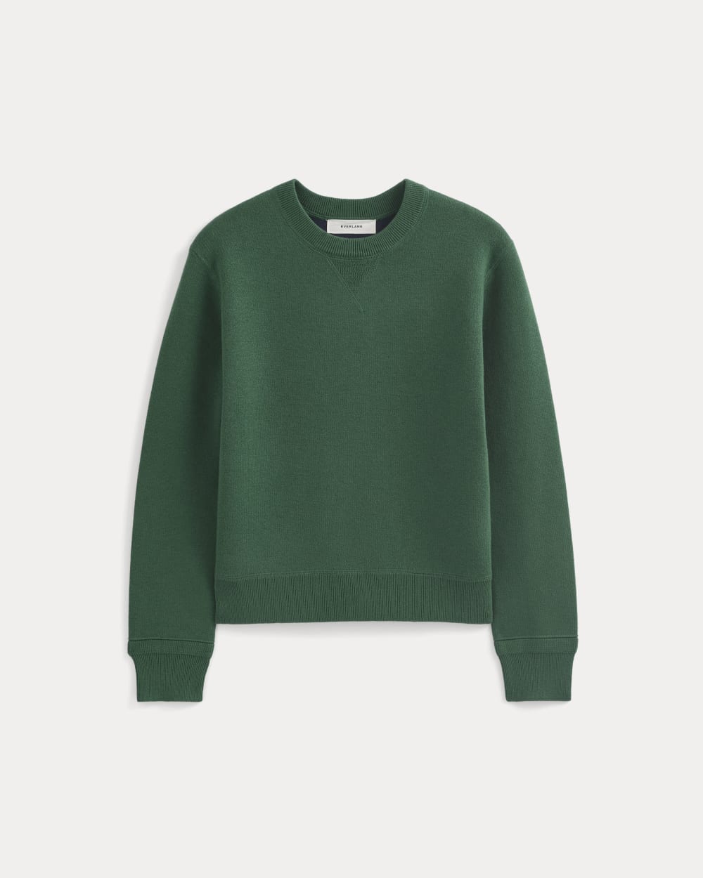 Alternative view of Double Knit Crew In Cotton Merino | Hunter Green