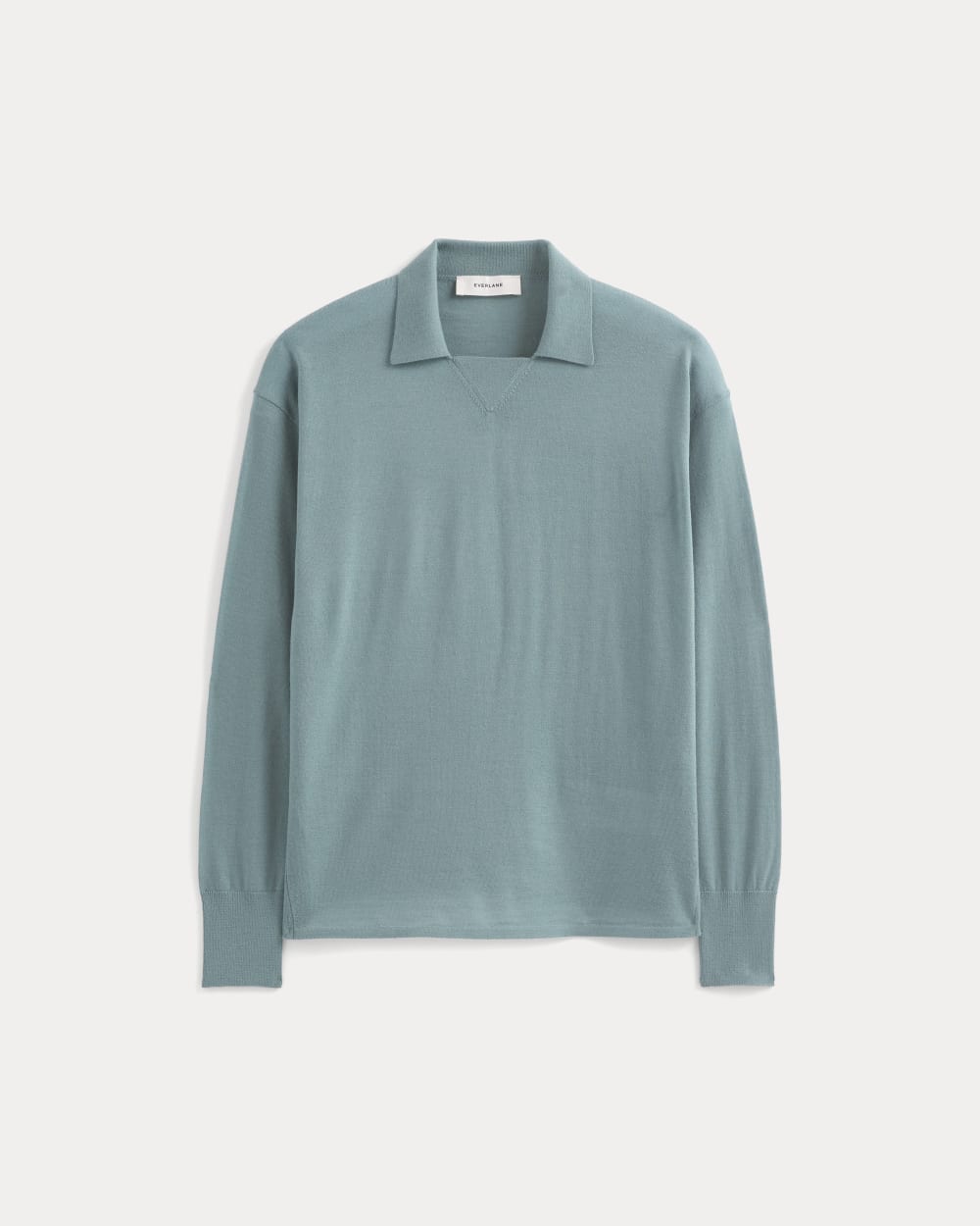 Alternative view of Oversized Polo In Ultrafine Merino | Gray Mist