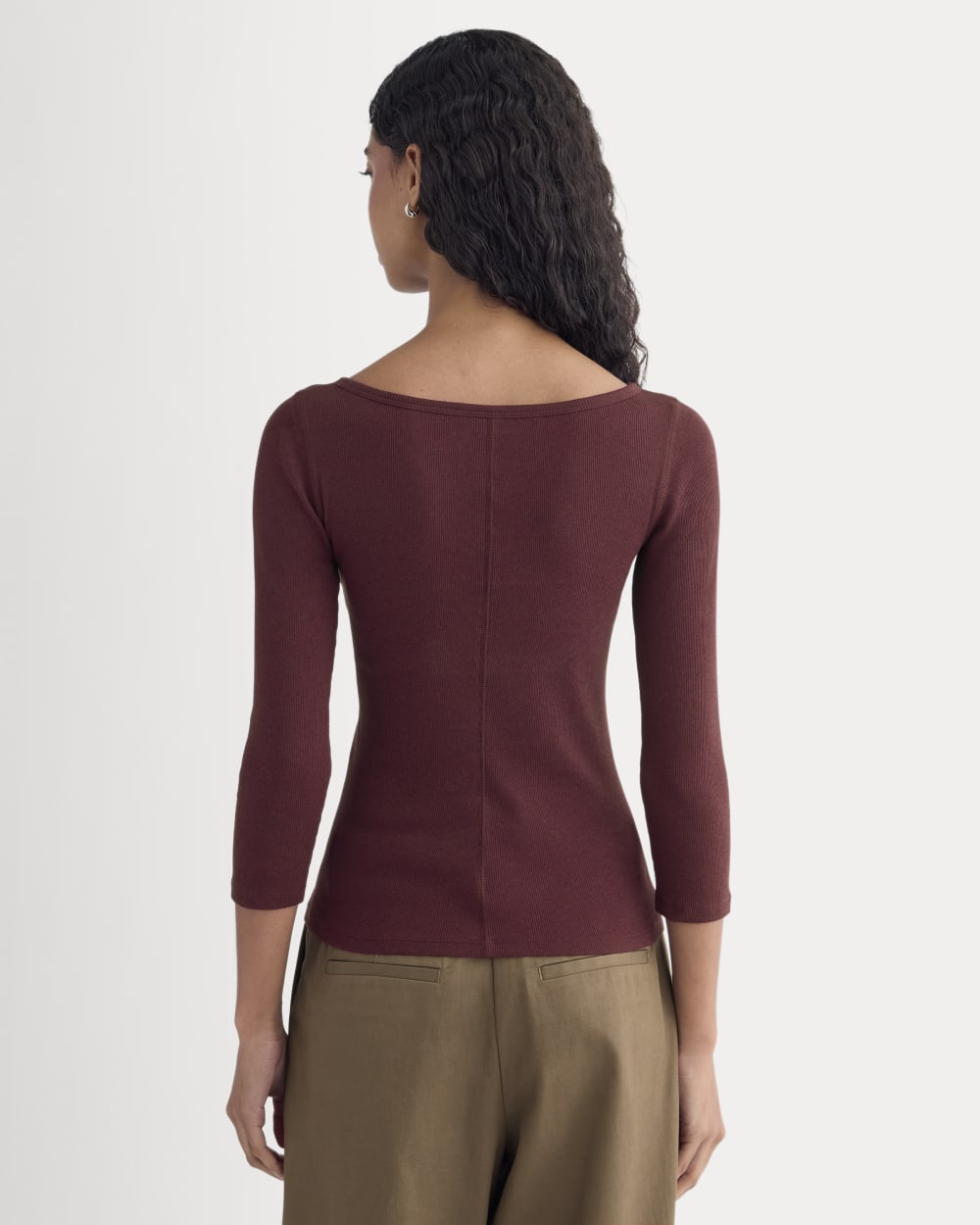 Alternative view of Luxe Rib 3/4 Sleeve Boatneck Tee | Heathered Port Royale