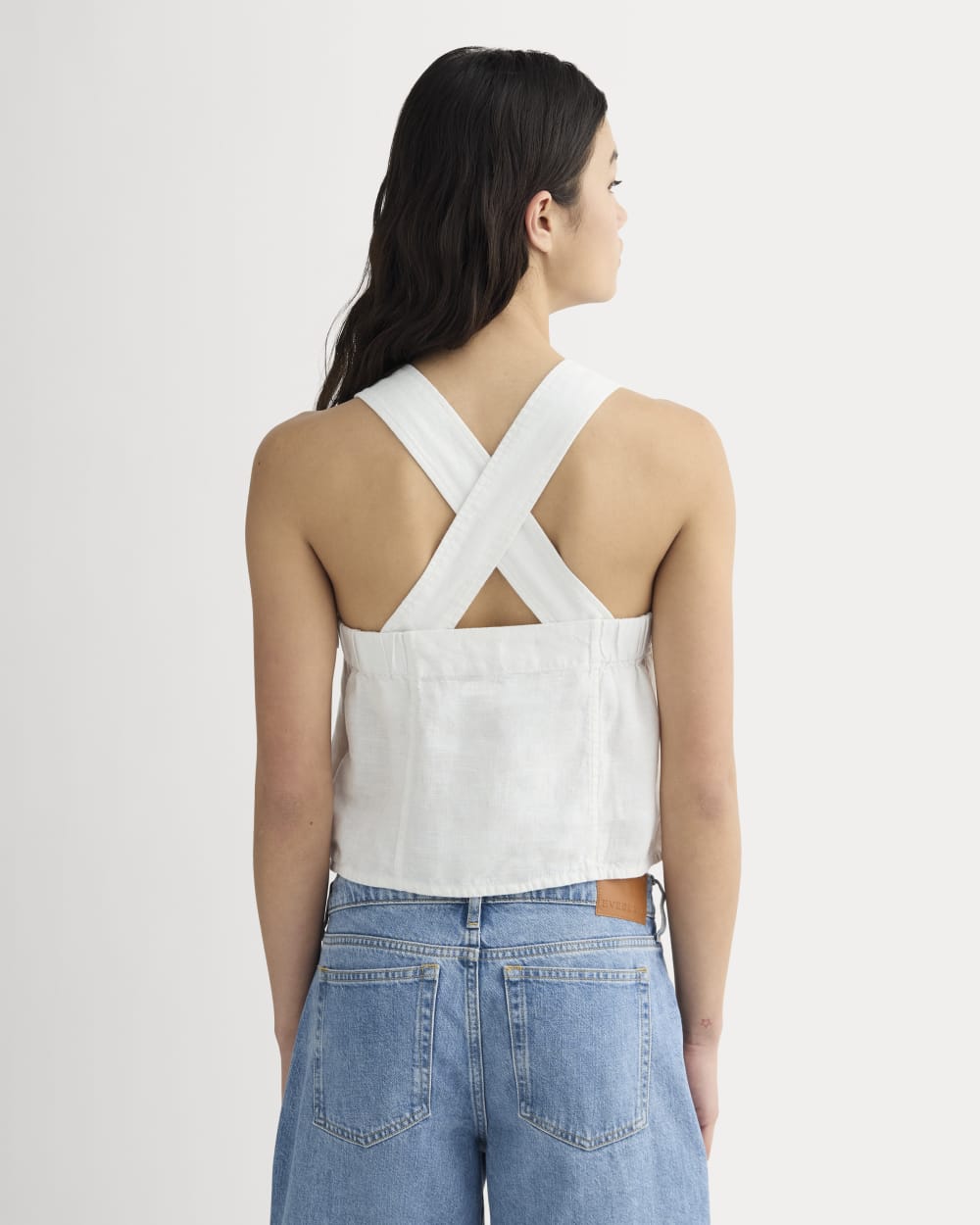 The Crossback Tank In Linen | Natural Chambray - Image 5