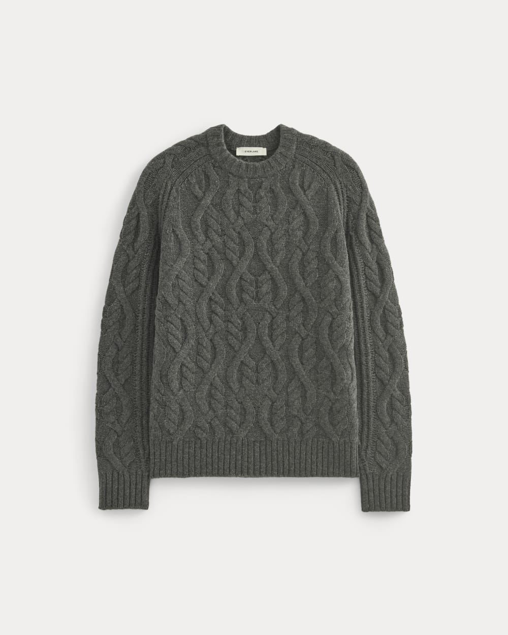 Alternative view of Cable Knit Crew In Luxe Merino | Heathered Soot