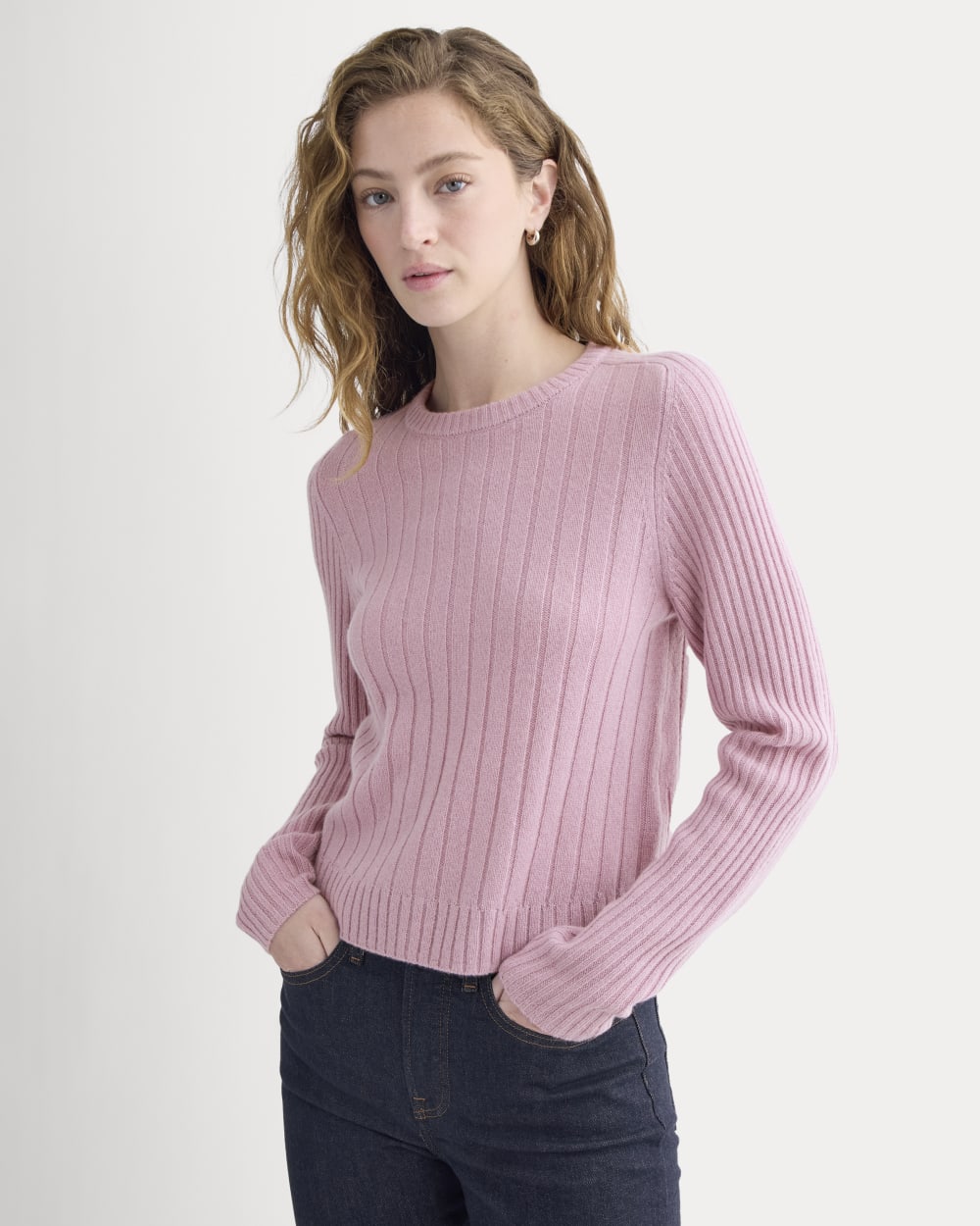 Mix Ribbed Crew In Cashmere | Lilac Crush