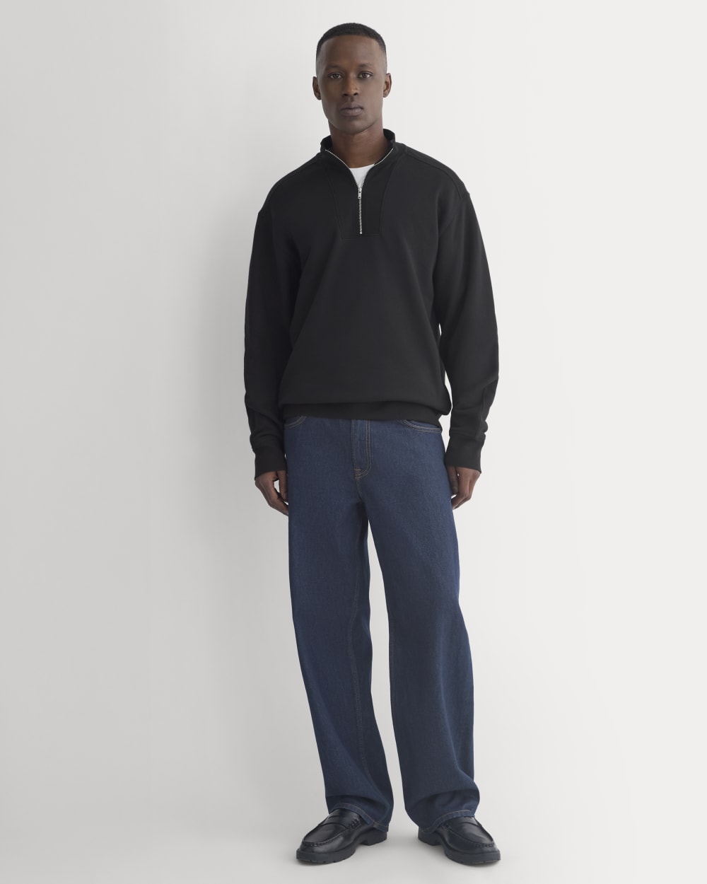 Lightweight Terry Zip Pullover | Black - Image 4
