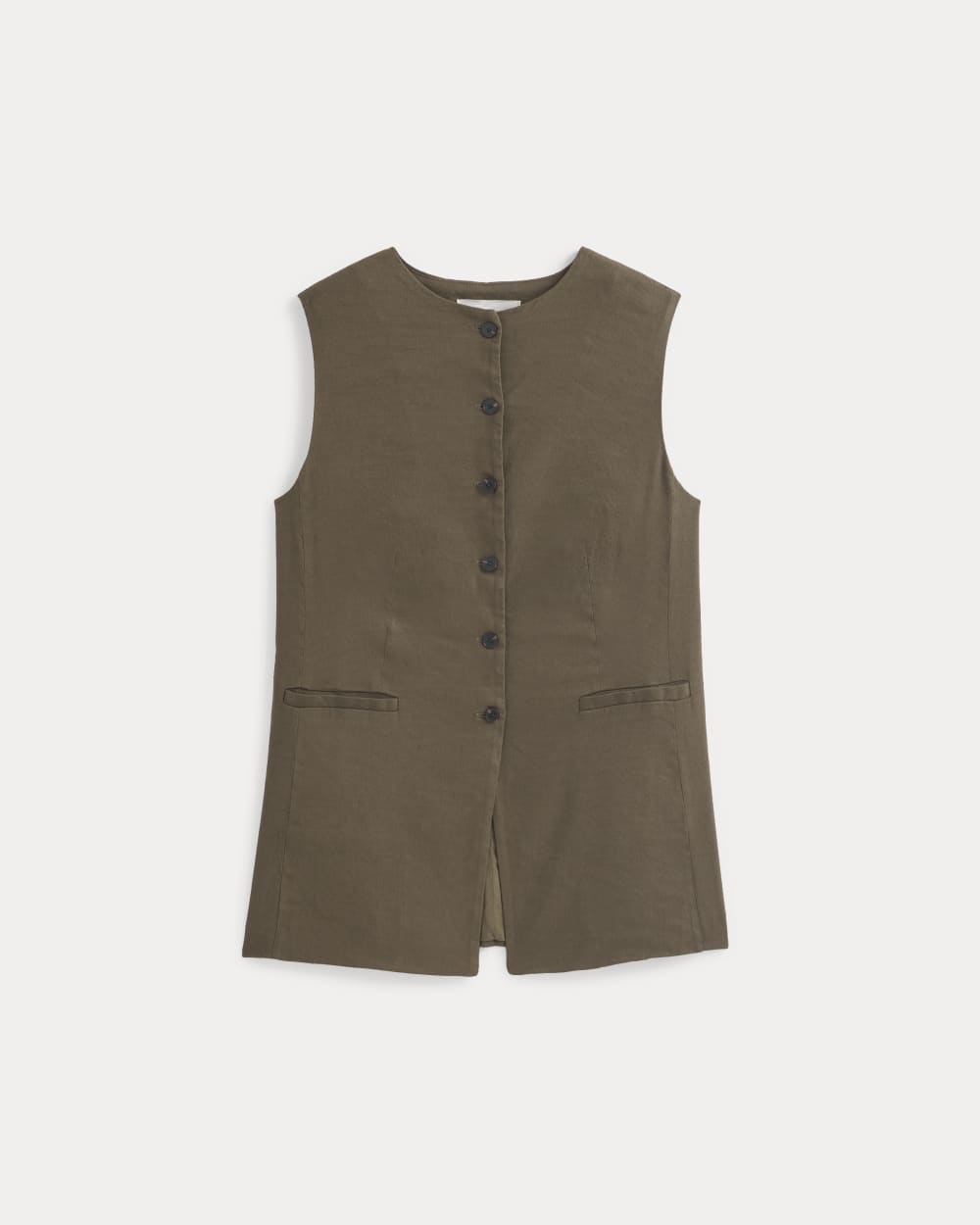 Alternative view of Long Vest In Stretch Linen | Beech