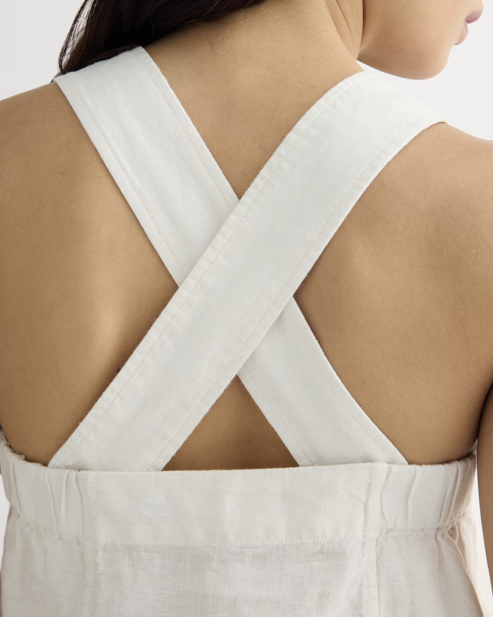 The Crossback Tank In Linen | Natural Chambray - Image 4