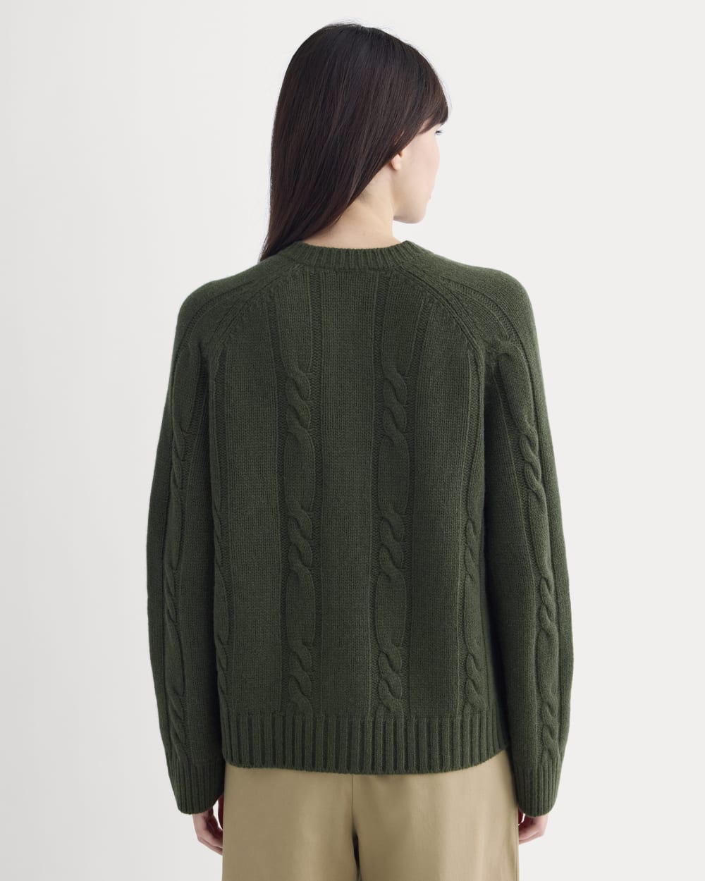 Cable Cardigan In Extrafine Luxe Merino | Dark Forest - Image 5
