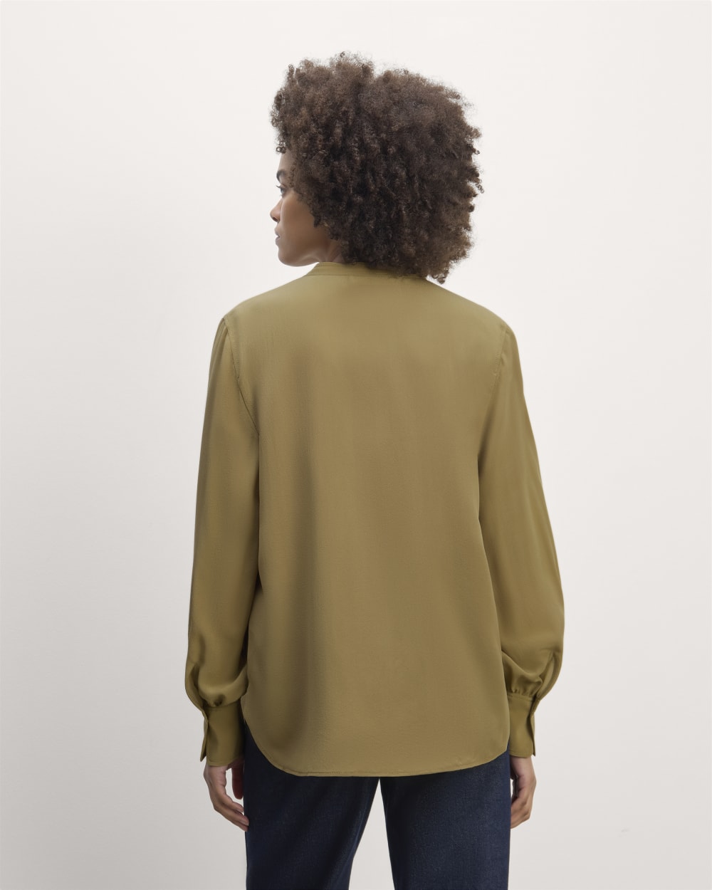 The Henley Shirt In Washable Silk | Fennel Seed - Image 6