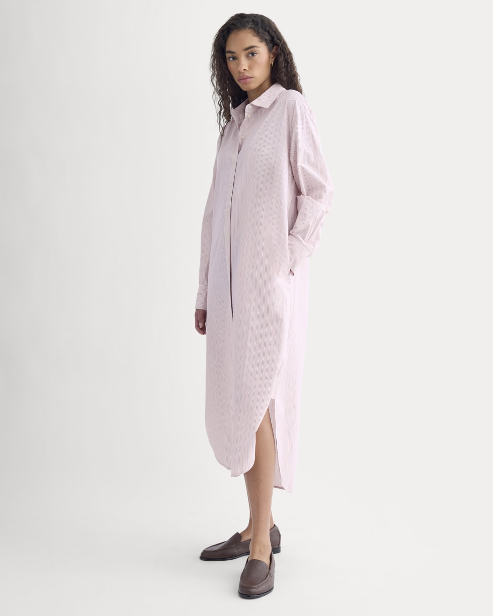 Midi Shirtdress In Ultrasoft Cotton | Burnished Lilac/Gardenia - Image 4