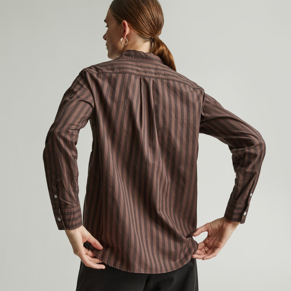 The Must-Have Shirt In Silky Cotton | Chocolate Brown / Black - Image 3