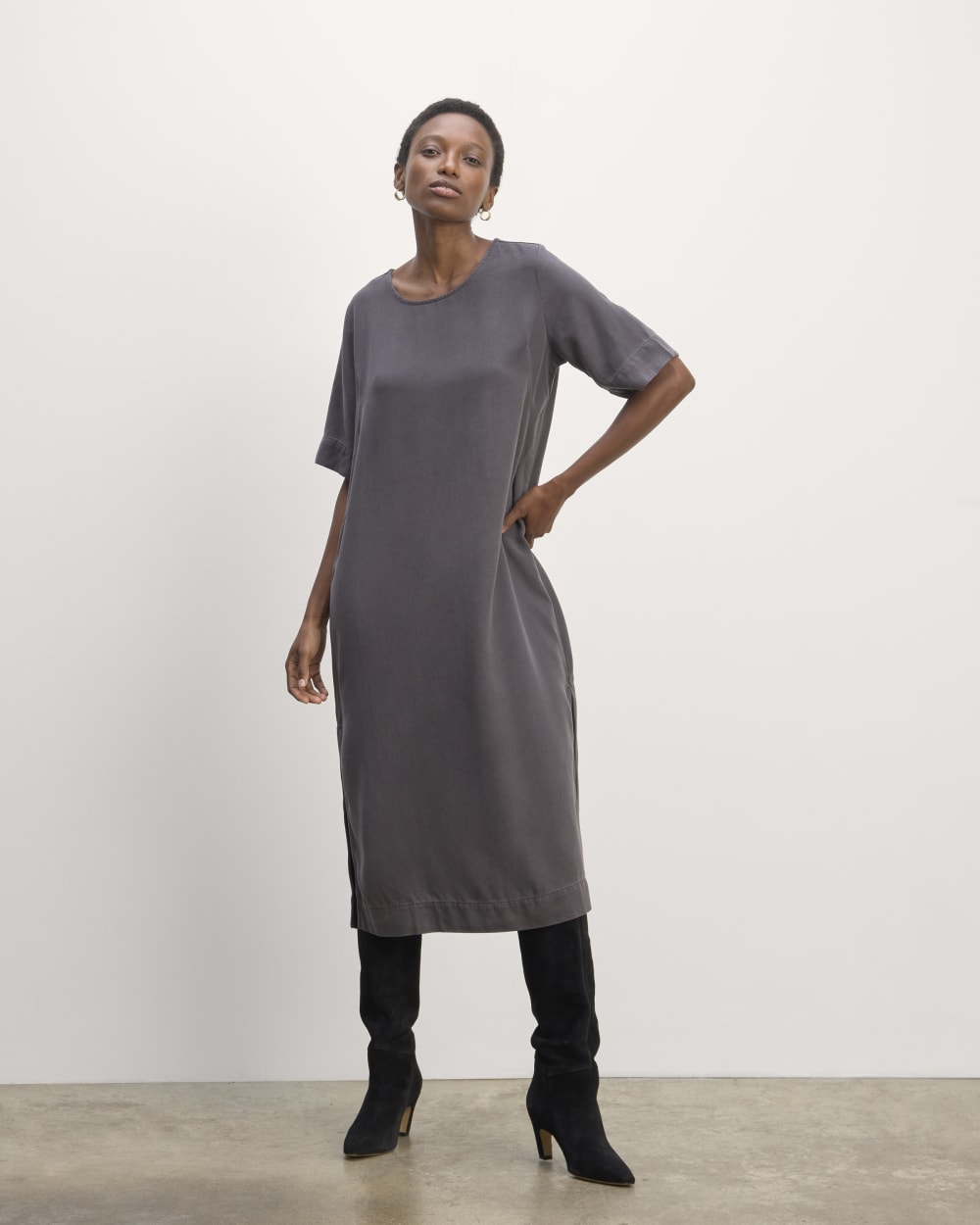 The Relaxed T-Shirt Dress In Buttersoft | Graphite