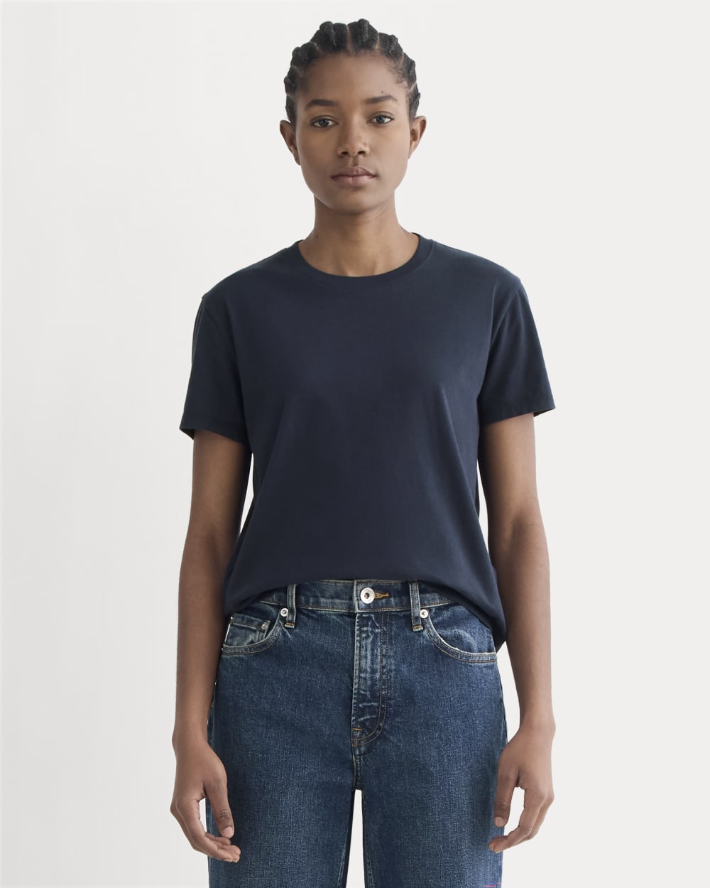 The Box-Cut Tee In Essential Cotton | Navy | No Pocket
