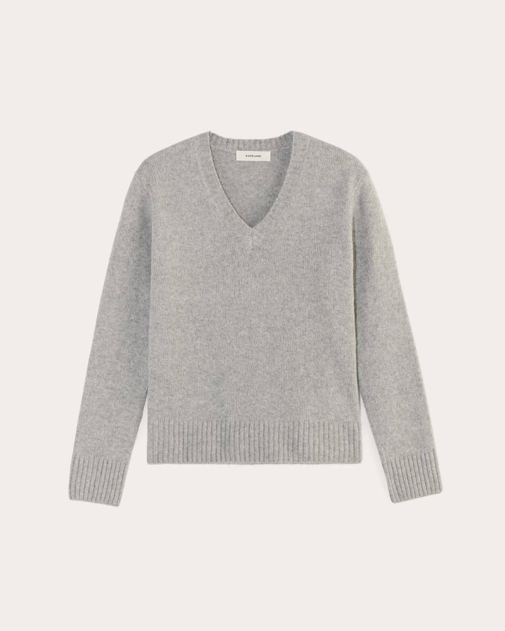 Alternative view of The V-Neck Sweater In Plush Cotton | Heathered Grey