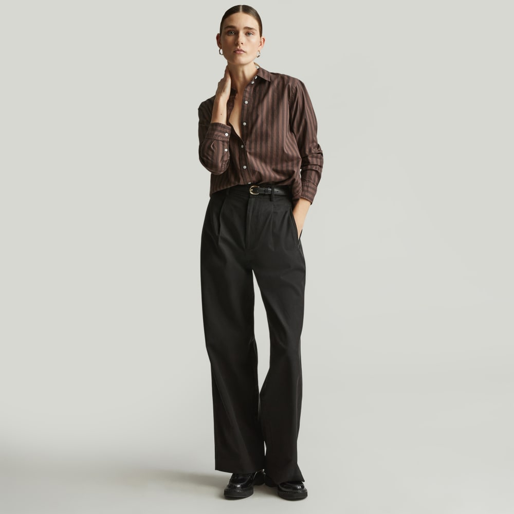The Must-Have Shirt In Silky Cotton | Chocolate Brown / Black - Image 6