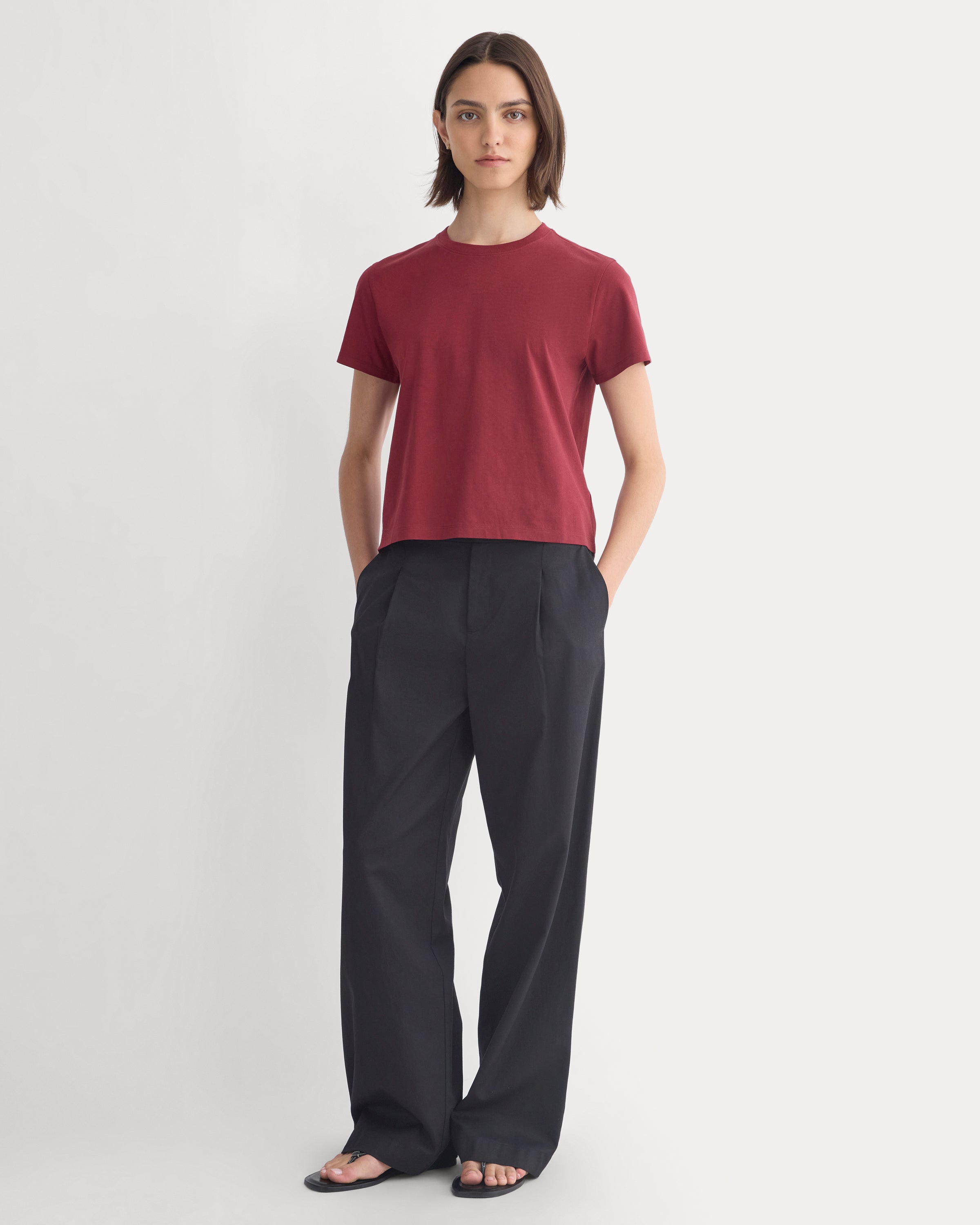 The Box-Cut Tee In Essential Cotton | Cabernet | No Pocket - Image 3