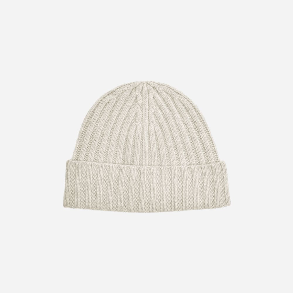 Alternative view of The Cashmere Beanie | Pale Heather Grey