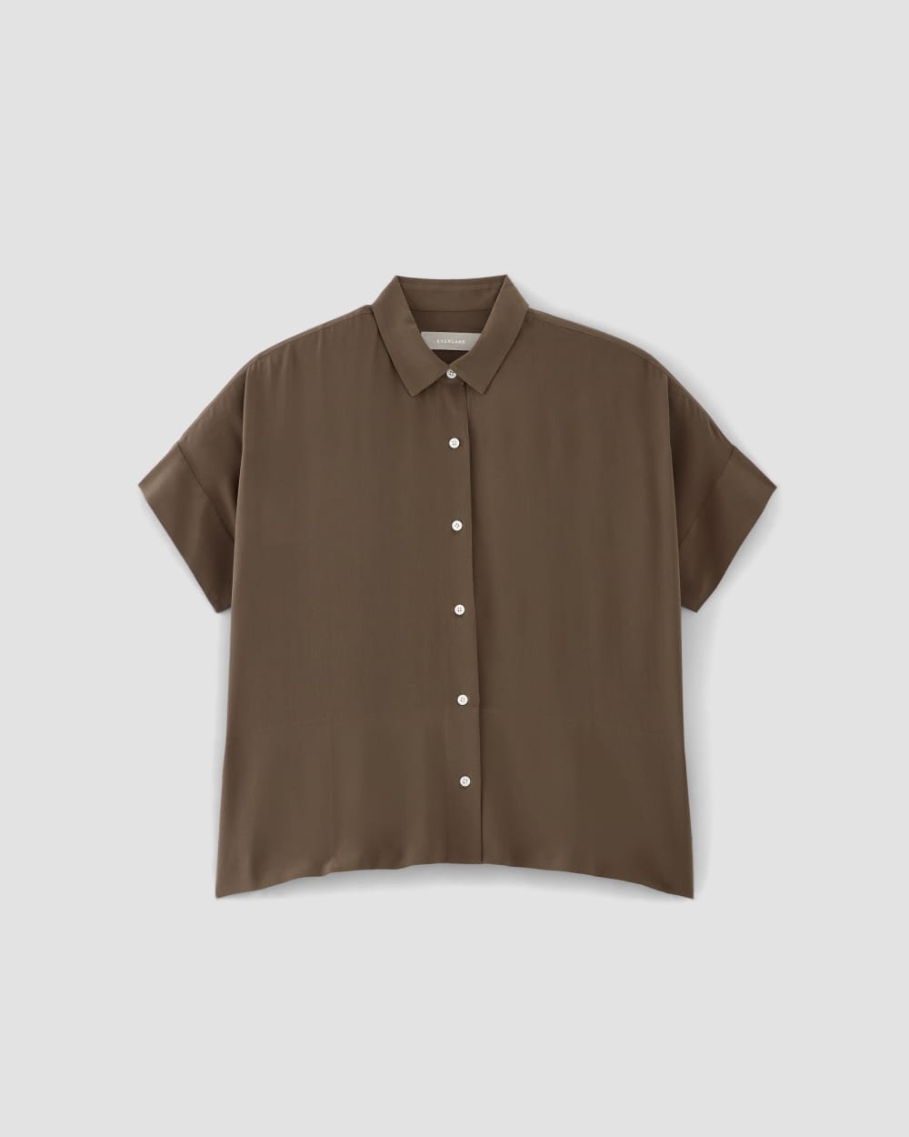 Alternative view of The Boxy Shirt In Washable Silk | Cocoa
