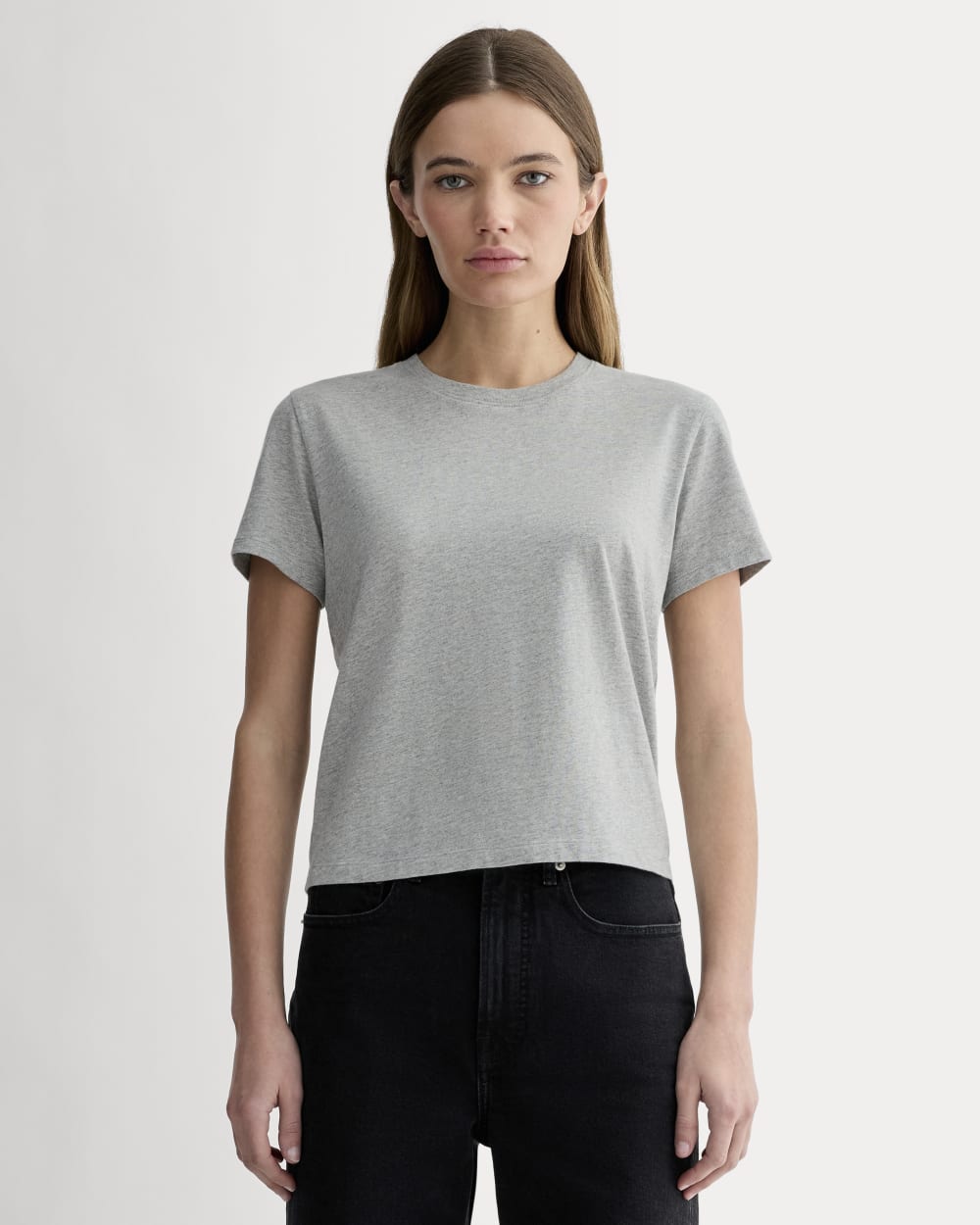 The Box-Cut Tee In Essential Cotton | Heathered Grey | No Pocket