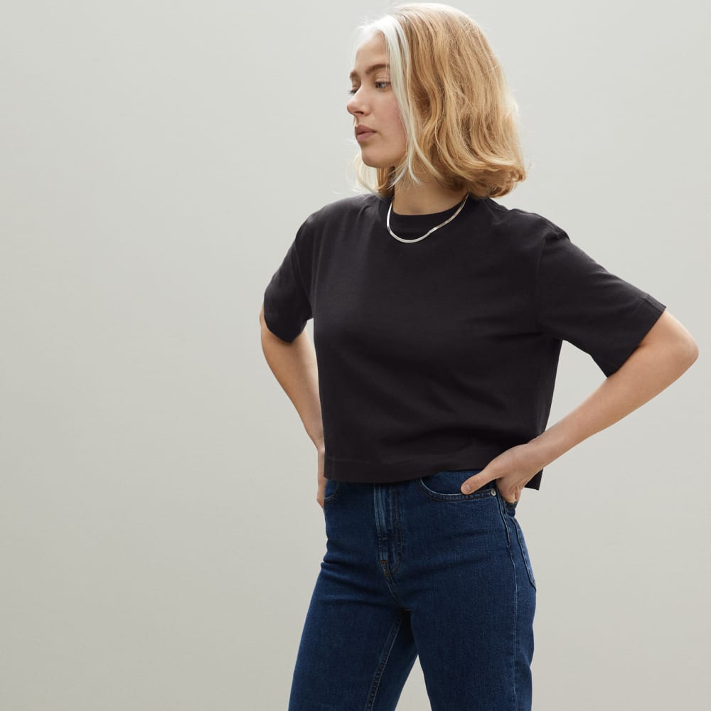 The Organic Cotton Cropped Tee | Black - Image 2