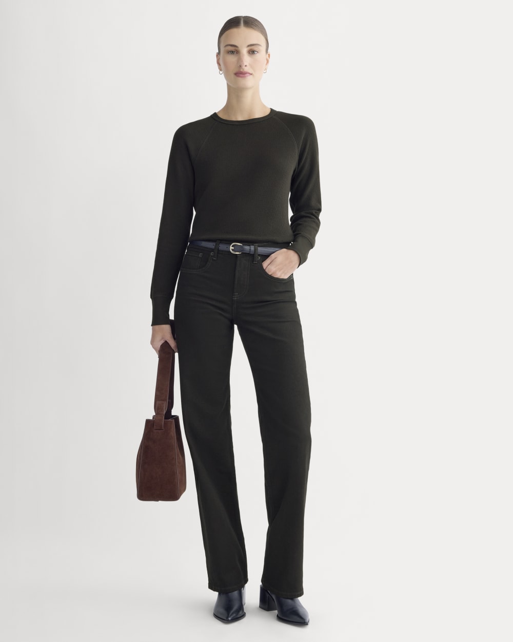 Slim-Fit Crew In Cozy Waffle | Black - Image 3