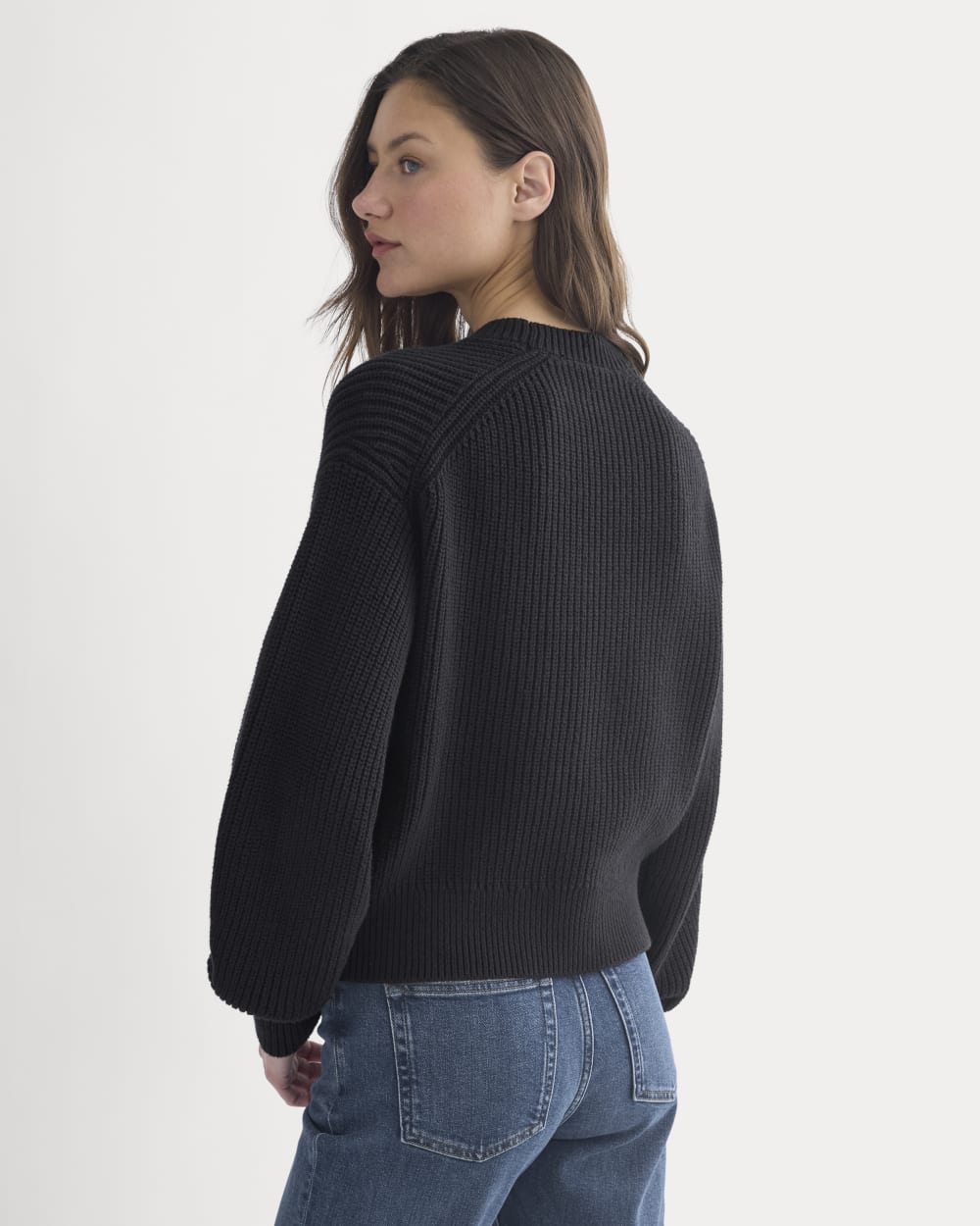 Cropped Ribbed Crew In Everyday Cotton | Black - Image 5