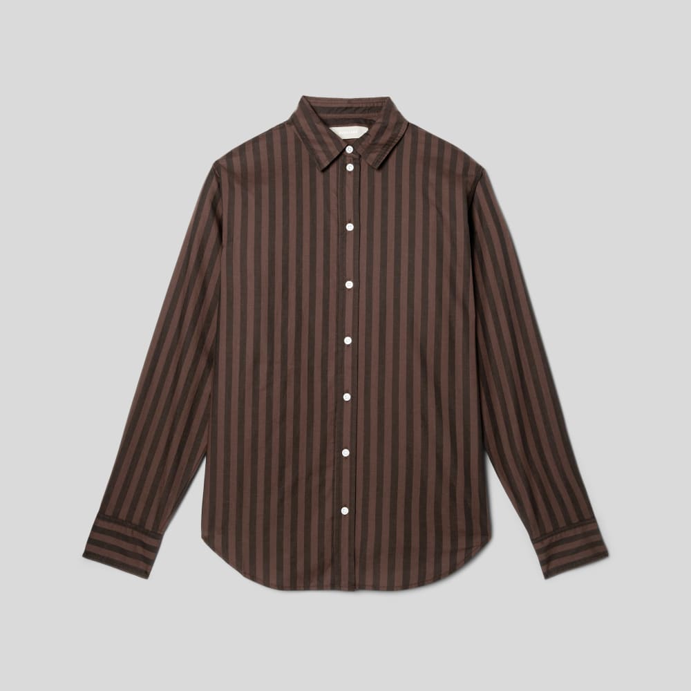 The Must-Have Shirt In Silky Cotton | Chocolate Brown / Black - Image 2