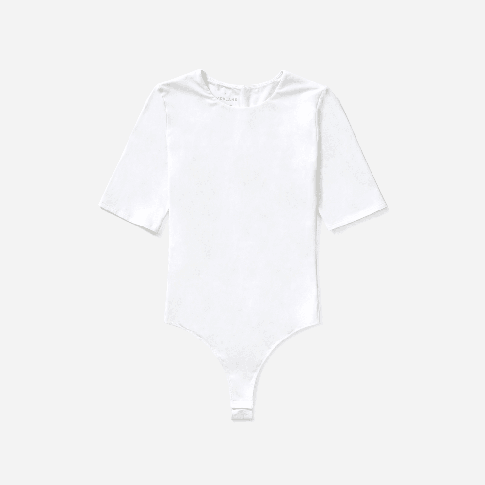 Alternative view of The Short-Sleeve Crew Neck Bodysuit | White | Thong