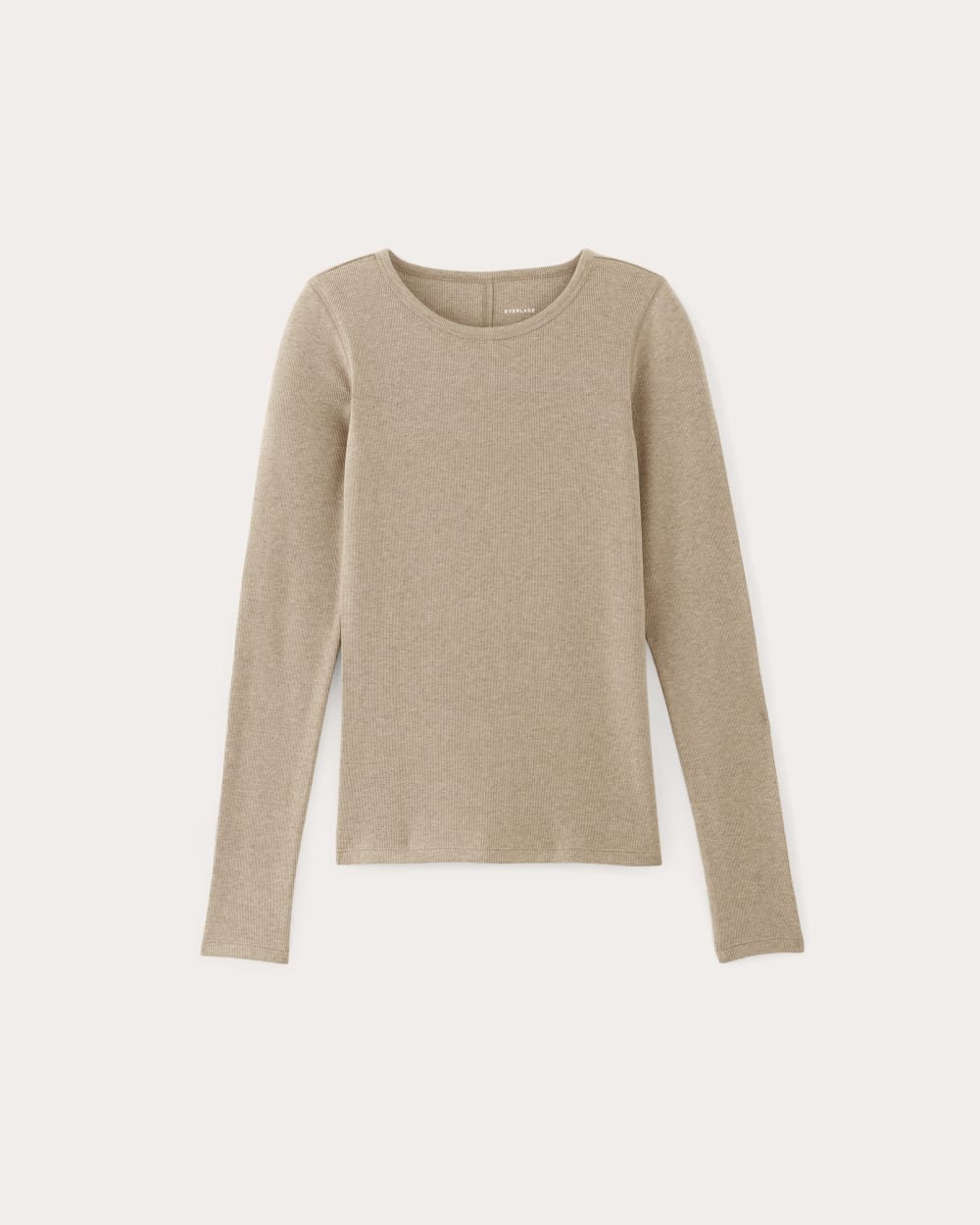 Alternative view of The Luxe Rib Long-Sleeve Crew | Heathered Tan