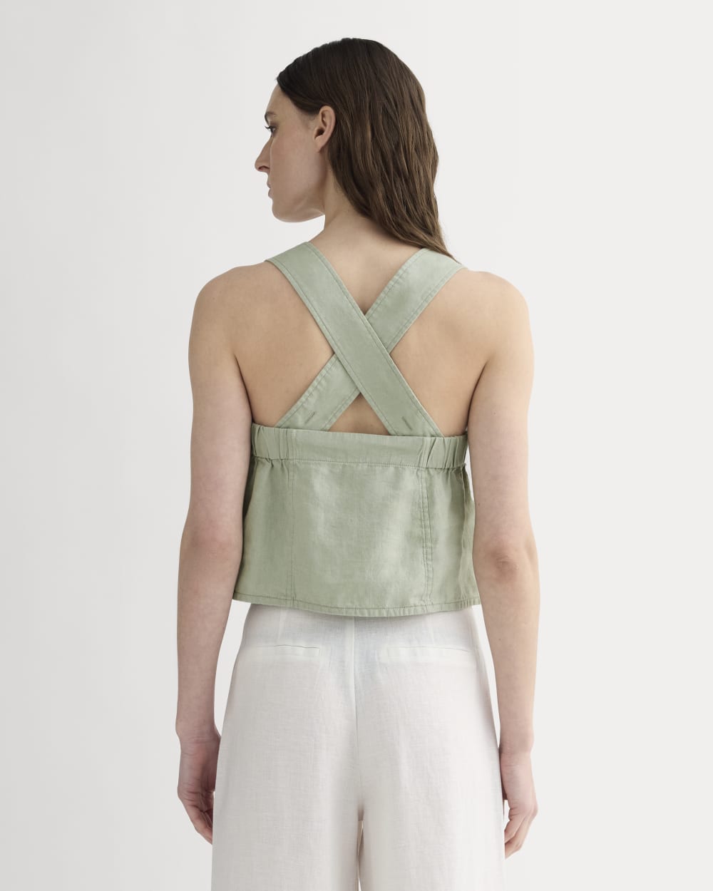 The Crossback Tank In Linen | Seagrass - Image 5