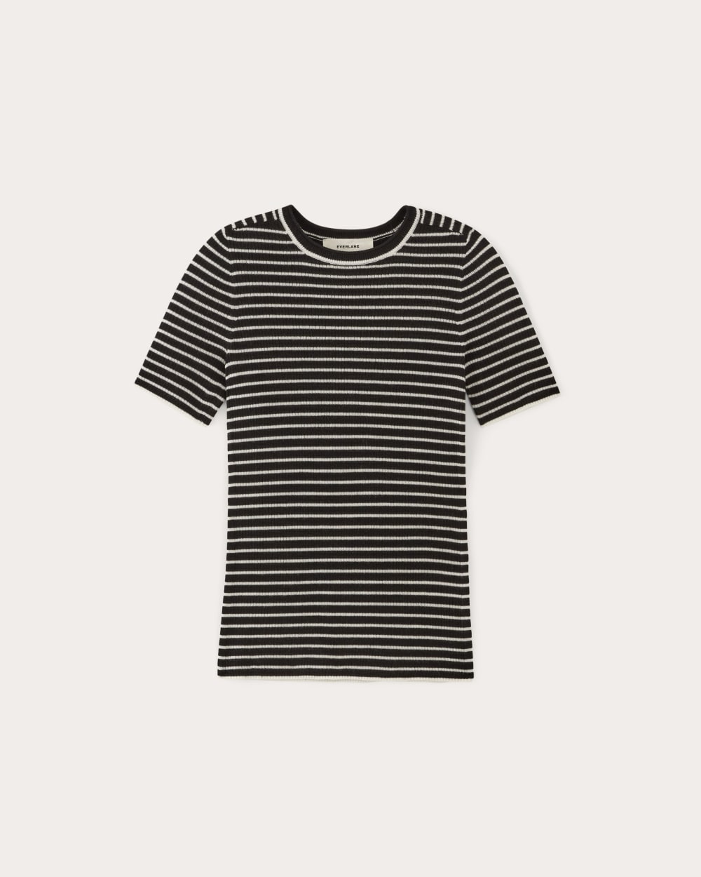 Alternative view of The Sweater Tee In Ultrasoft Merino | Black / Bone