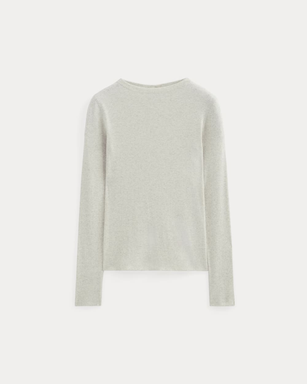Alternative view of The Luxe Rib Funnel-Neck Tee | Heathered Oat
