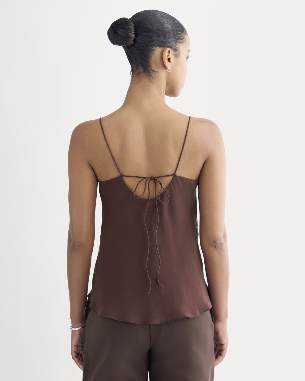 The Tie Back Cami In Washable Silk | Deep Plum - Image 5