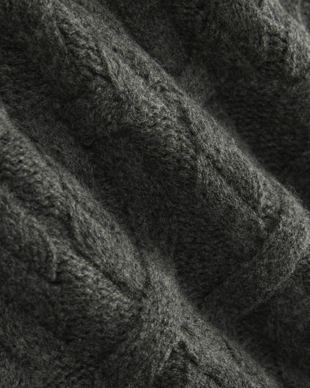 Cable Knit Crew In Luxe Merino | Heathered Soot - Image 6