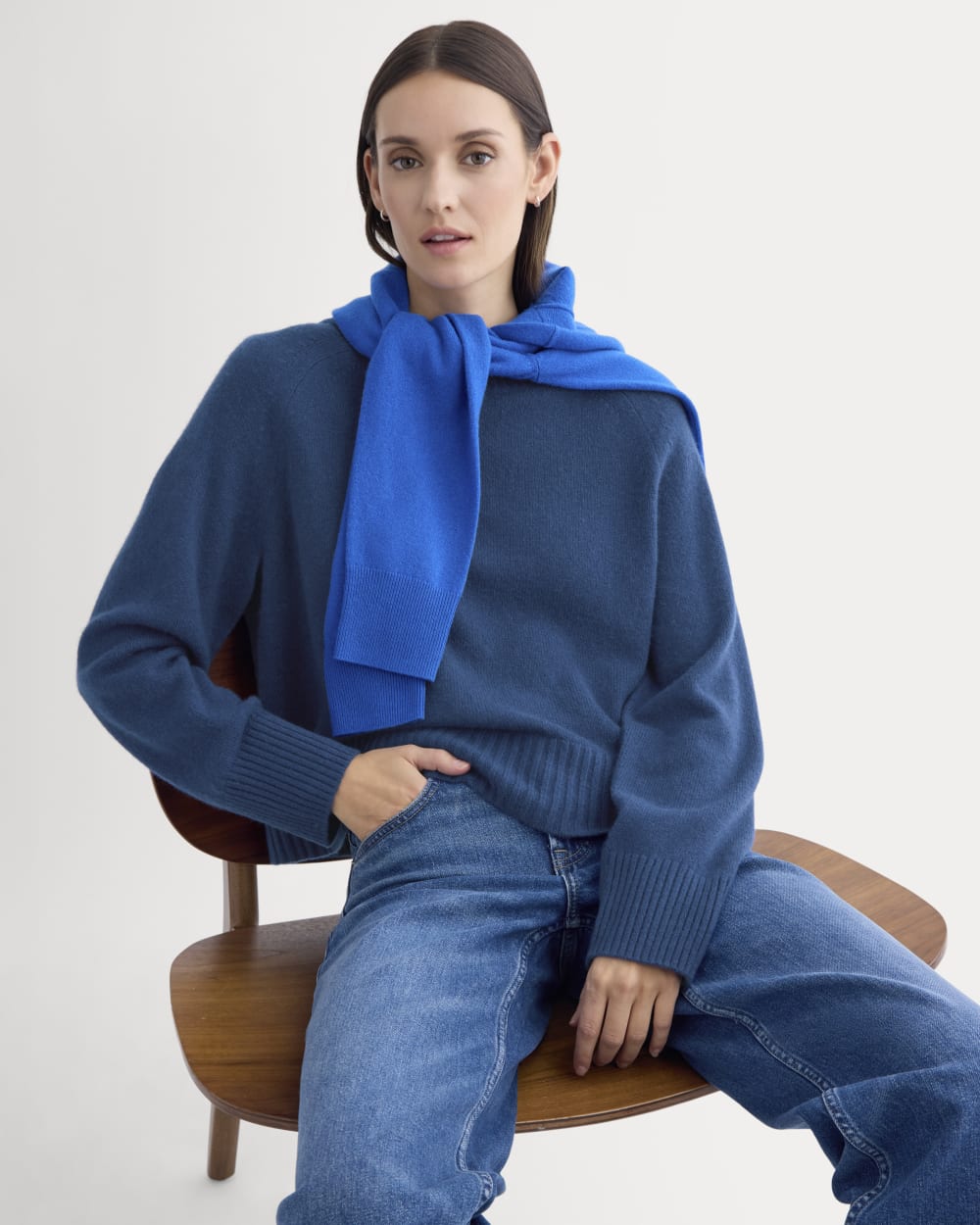 The Boxy Crew In Cashmere | Deep Lazuli Blue - Image 3