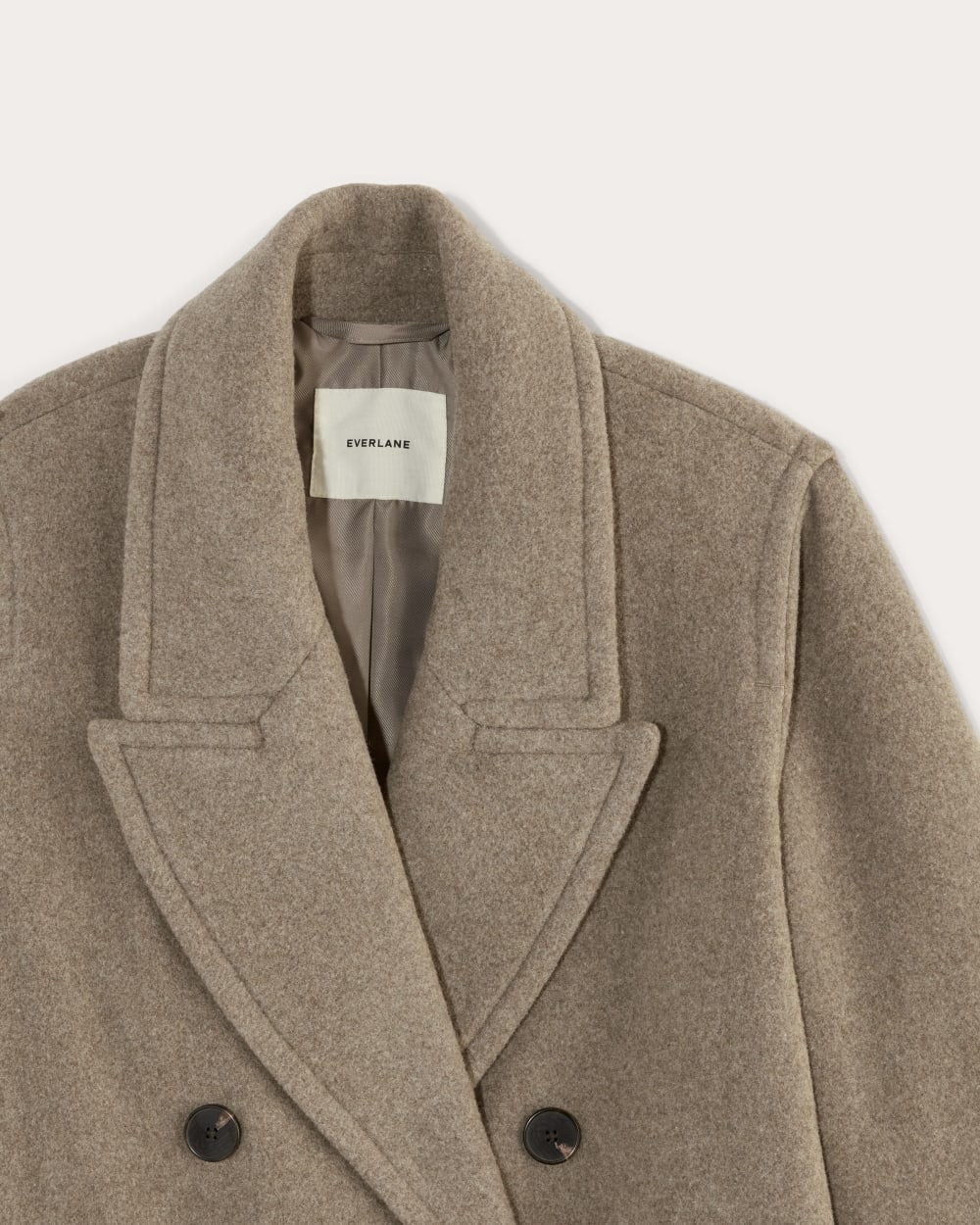 The Double-Breasted Coat In Wool | Heather Taupe - Image 6