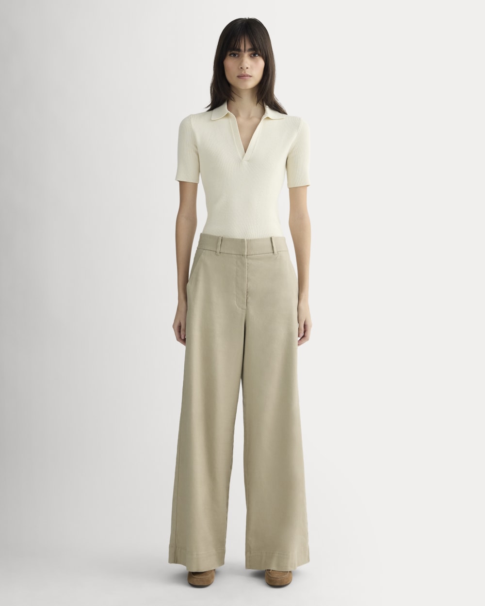 The Wide-Leg Pant In Stretch Linen | Trench Coat Khaki