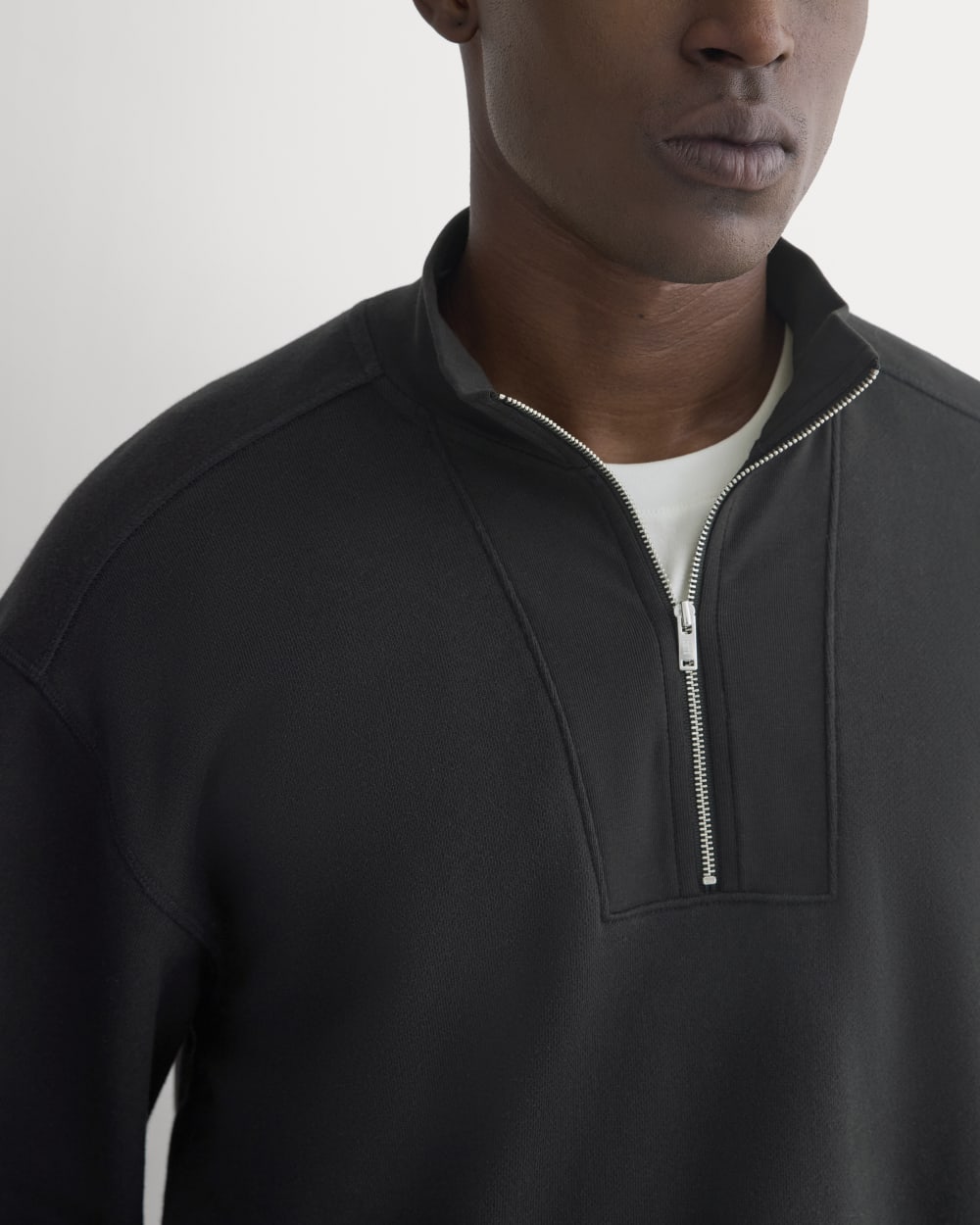 Lightweight Terry Zip Pullover | Black - Image 3