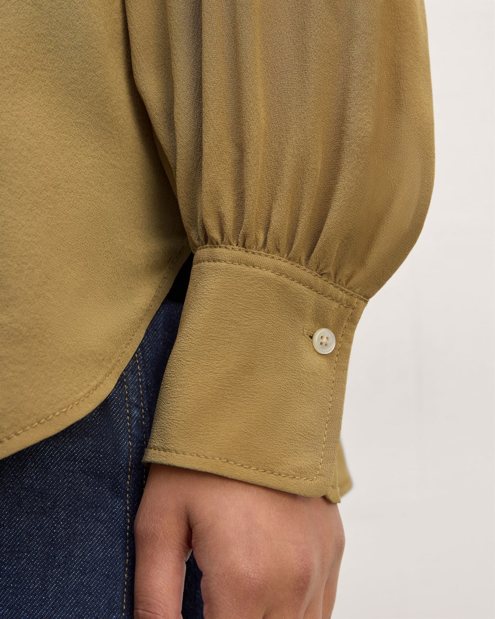 The Henley Shirt In Washable Silk | Fennel Seed - Image 5