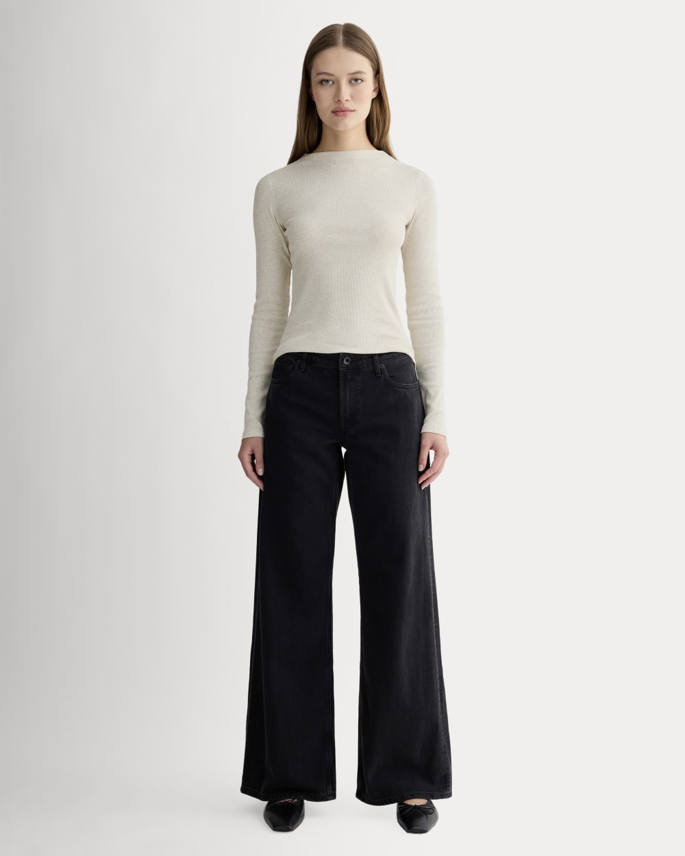 The Luxe Rib Funnel-Neck Tee | Heathered Oat - Image 3